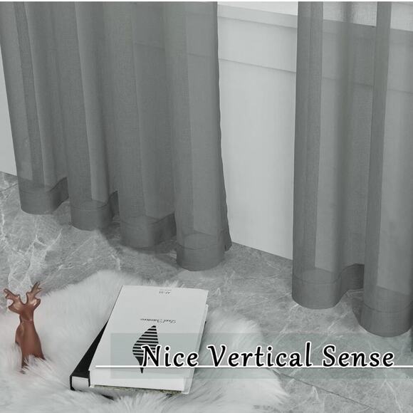 14ft Extra Long Sheer Voile Grommet Curtains, Light Filtering High Ceiling - Picture 5 of 5